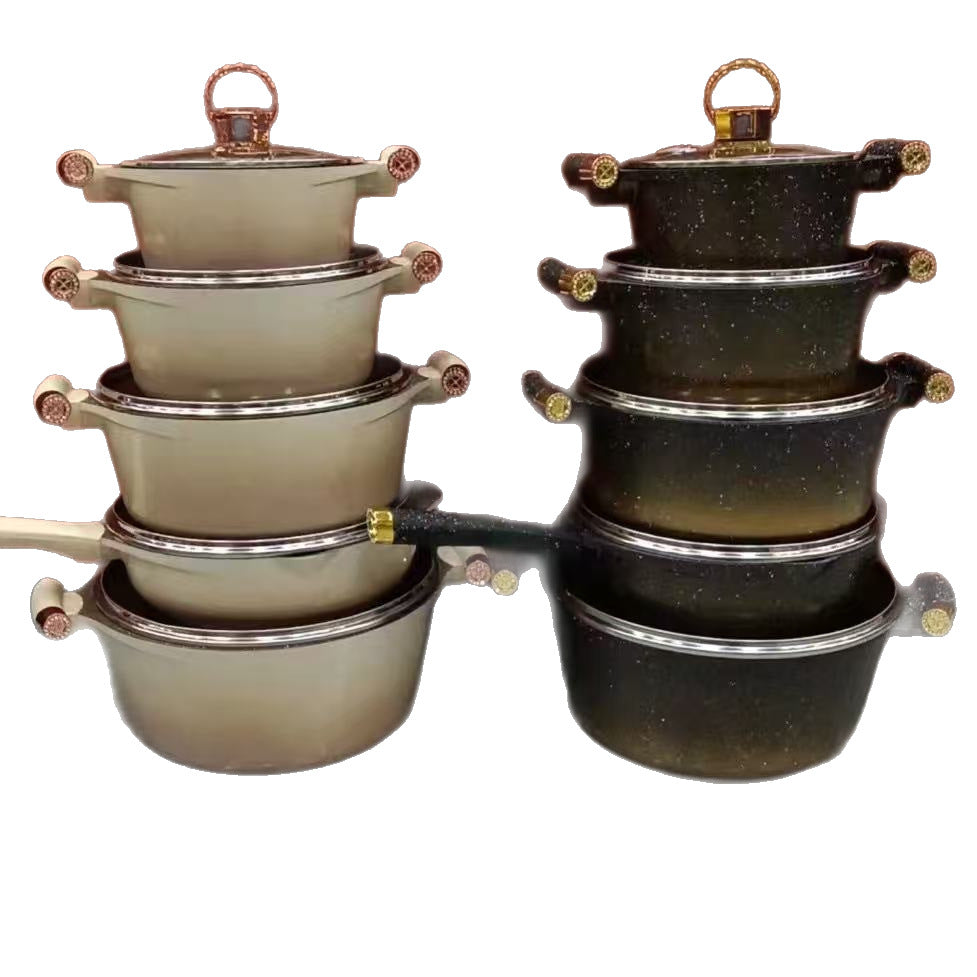Exportexportfor home non-stick stone soup pot 10-piece set 10 pcs advanced non stick pot