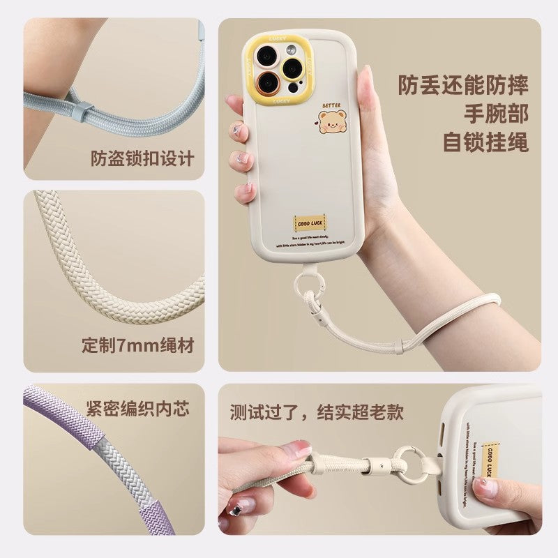 New adjustable buckle short phone lanyard - durable, sturdy, drop-proof, minimalist braided wrist strap for men and women