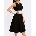Aliexpress cross-border new women's original black and white patchwork pearl button sleeveless solid color dress
