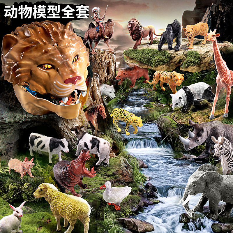 Animal model kids' simulation toys wildlife zoo baby farm set early education cognitive toys for boys and girls - great for flea markets!