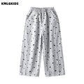 Girls'  autumn new arrival: all-over floral print embroidered straight-leg comfortable casual pants