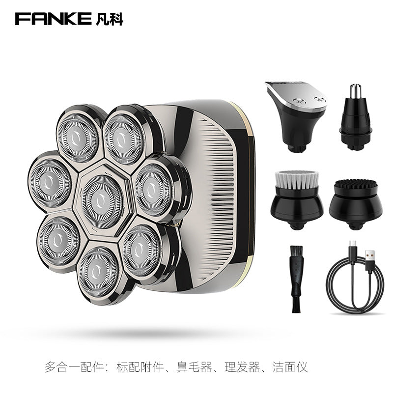 8w bald head electric shaver razor washable floating eight-head bald head handy gadget rechargeable hairdresser