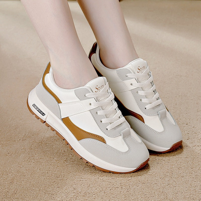 plus size women's shoes new arrival leather sneakers women's k-styleeasiest for matchflatscasual soft bottom running dad shoes
