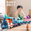 kids macaron electric rail car magnetic train engineering vehicle artificial locomotive boy toy
