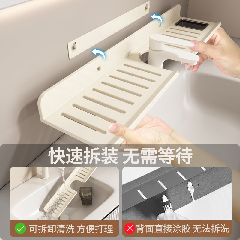 Space Aluminum Milk White Toilet Wash Sink Wash Sink Bathroom Shelf Mirror Front Faucet Storage Shelf Wall Hanging