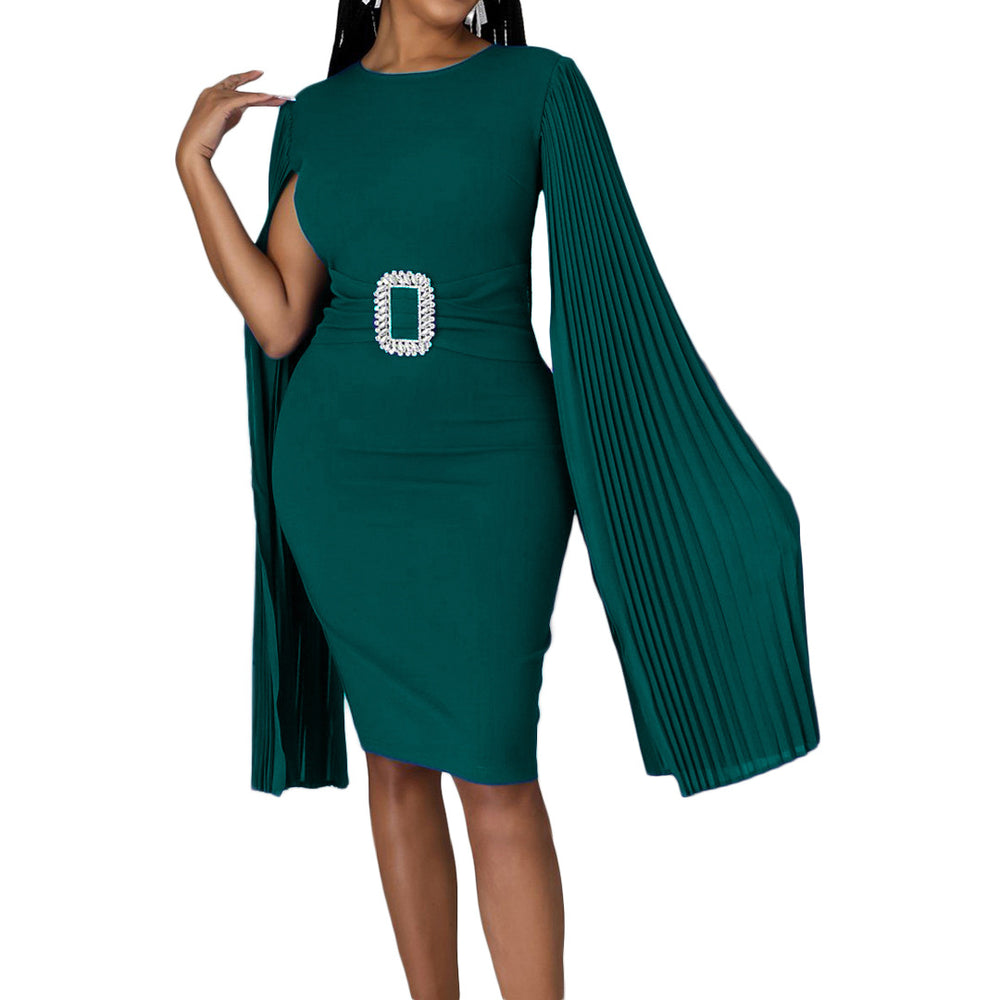 D412 women's foreign trade autumn/winter  new solid color bodycon sexy cape dress plus size african dress