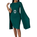 D412 women's foreign trade autumn/winter  new solid color bodycon sexy cape dress plus size african dress