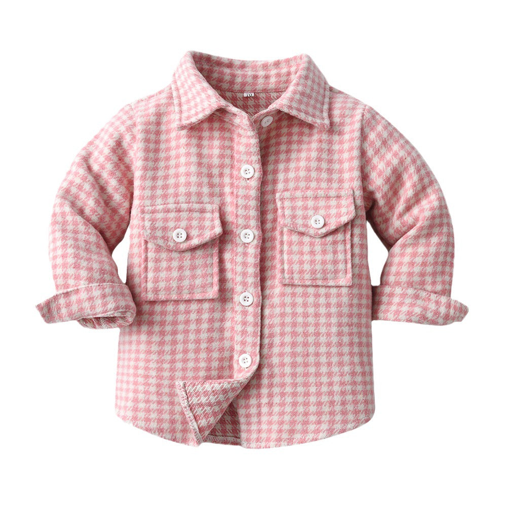 New arrivalpreppy style boys spring & fall clothing cotton long sleevesplaidkidsshirt brushed outwear children's clothing manufacturer wholesale