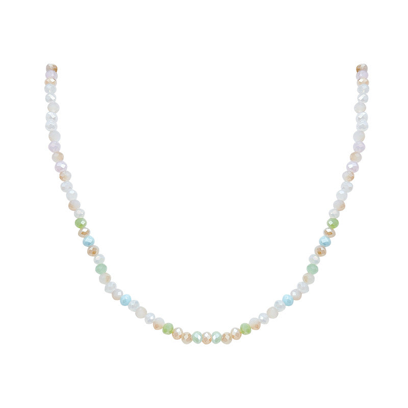 Summer dopamine colorful beaded necklace women's light luxury niche double layered clavicle chain 2025 new neck chain
