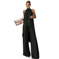 Independent station fashion cross-border  summer fashioncasual asymmetrical sleeveless elegantpure color pants suit women's clothing