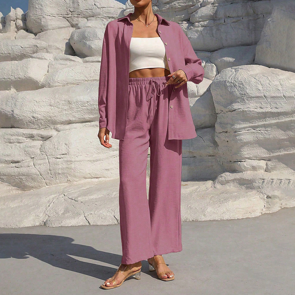 European and american cross-border  summer new arrival: loose-fit two-piece set with wide-leg pants - casual outfit for wholesale export