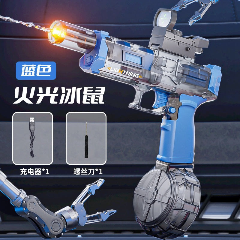 wholesale hot-selling fire-breathing electric water gun, ice mouse fire light, manual and automatic ice explosion foreign trade electric water gun toy