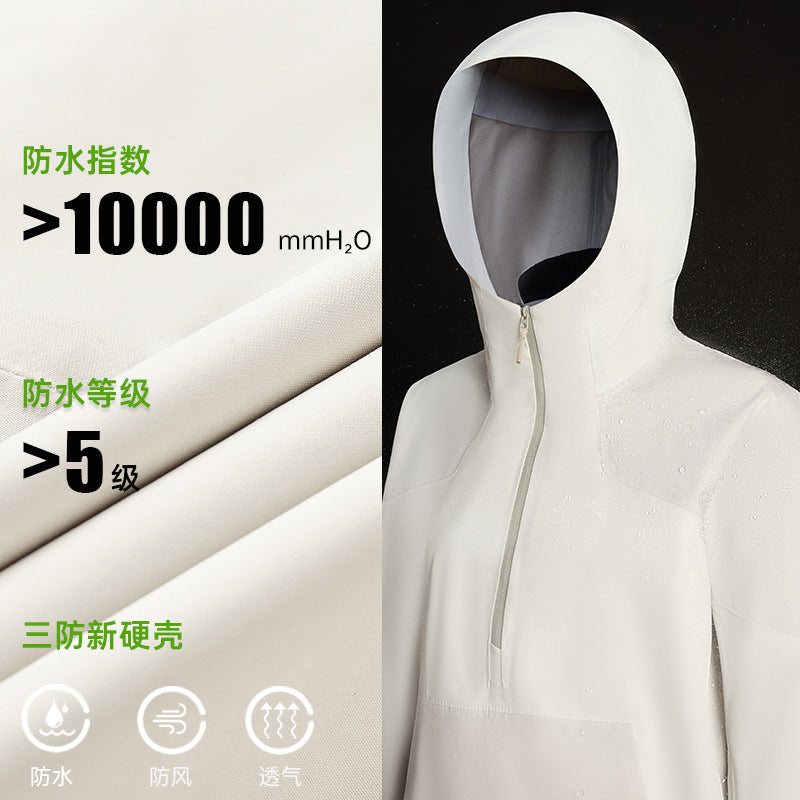 Unisex ykk zipper wear-resistant breathable hiking jacket - triple-proof heat-sealed color block hooded windbreaker daw056