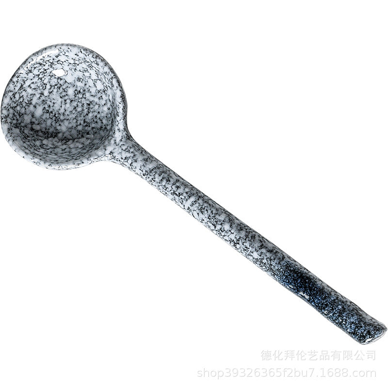 Large soup spoon for home ceramic spoon long handle soup drinking high temperature resistant spoon creative japanese large spoon spoon porridge spoon