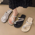 2025 summer new fashion design silver thong sandals women's outdoor wear sparkling rhinestone fairy style with skirt sandals