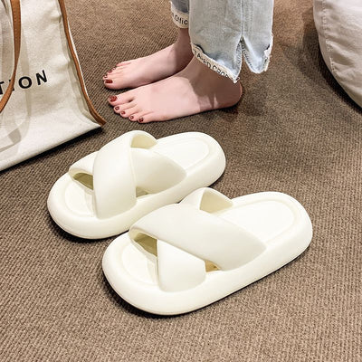 2025 hot-selling minimalist versatile criss-cross bow thong sandals for women - summer outdoor wear, trendy anti-slip beach slippers