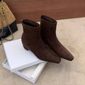 Retro slimming lookexport mid heel boots autumnew arrival suede thick heel plus size stretch slim boots for women
