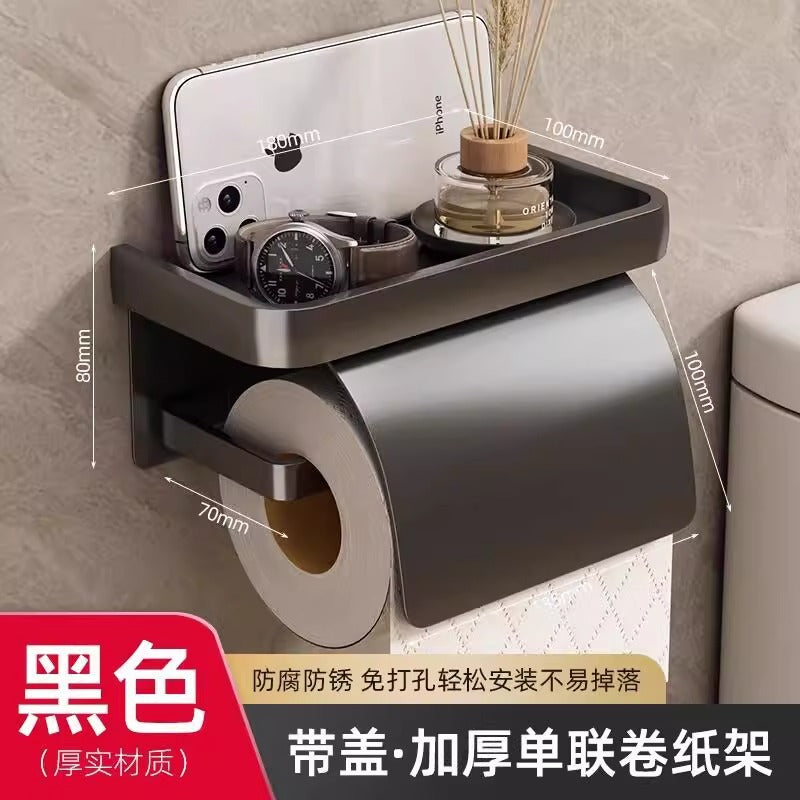 Bathroom toilet paper box toilet tissue box storage rack punch-free wall-mounted paper drawer placement box bathroom roll paper rack