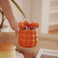 Cream style ceramic fruit fork light luxury set high appearance stainless steel fruit pick home decoration storage tube wholesale