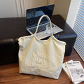 Large capacity practical tote bag women's spring/summer fashionable minimalist embroidered handbag versatile commuter shoulder bag