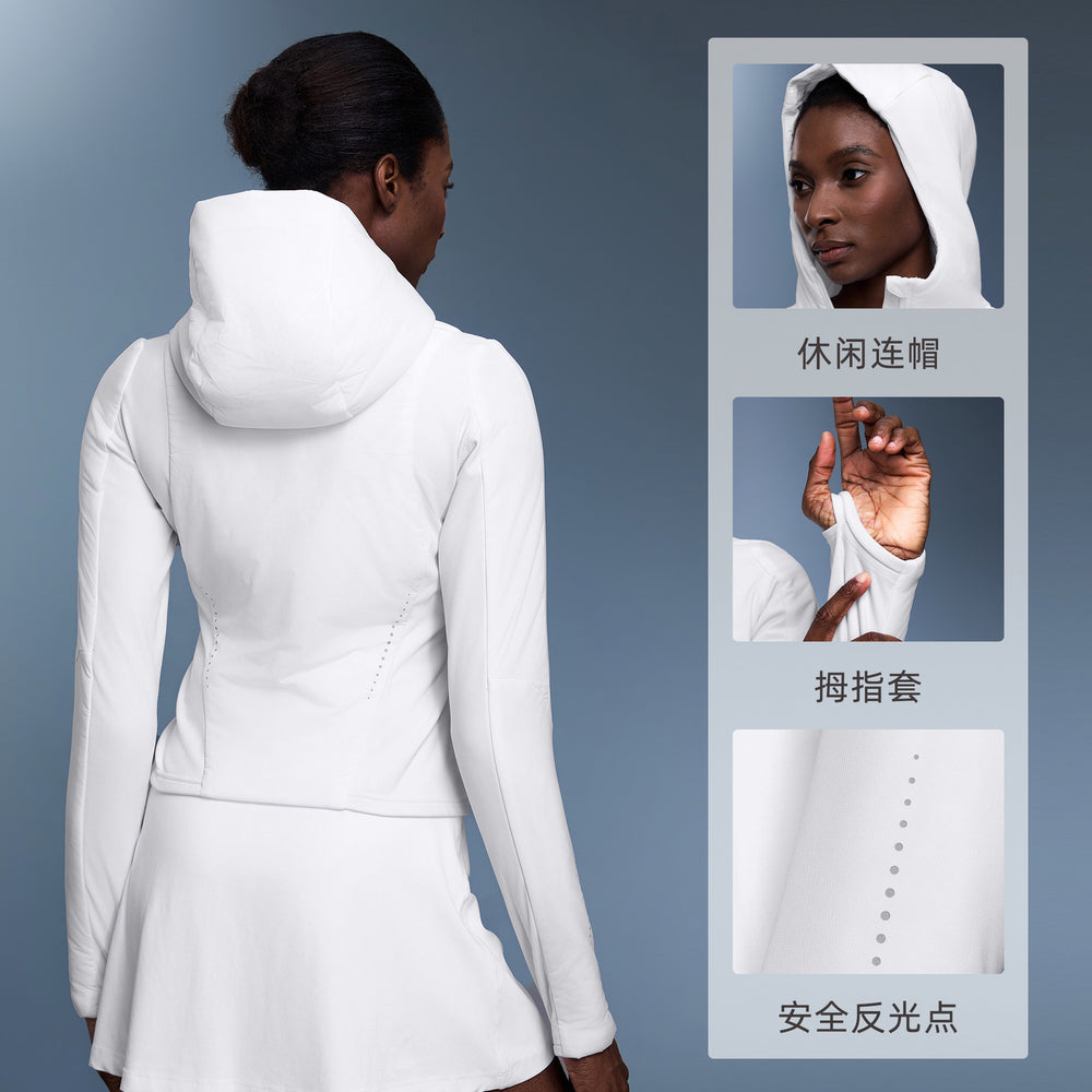 Women's fall/winter cropped lightweight padded cotton jacket - slim fit, fleece-lined, open front cardigan, sporty hooded top d25121