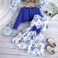 spring/autumn collection: girls' colorful sundress + solid color cardigan - stylish and elegant new arrival for little ladies