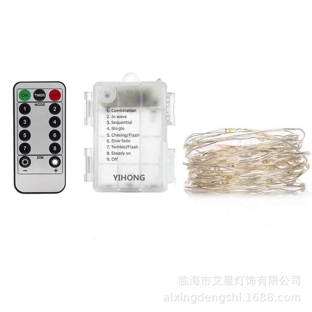 Customized LED luminous copper wire light remote control 8 modes battery box copper wire stall Christmas star decorative light string