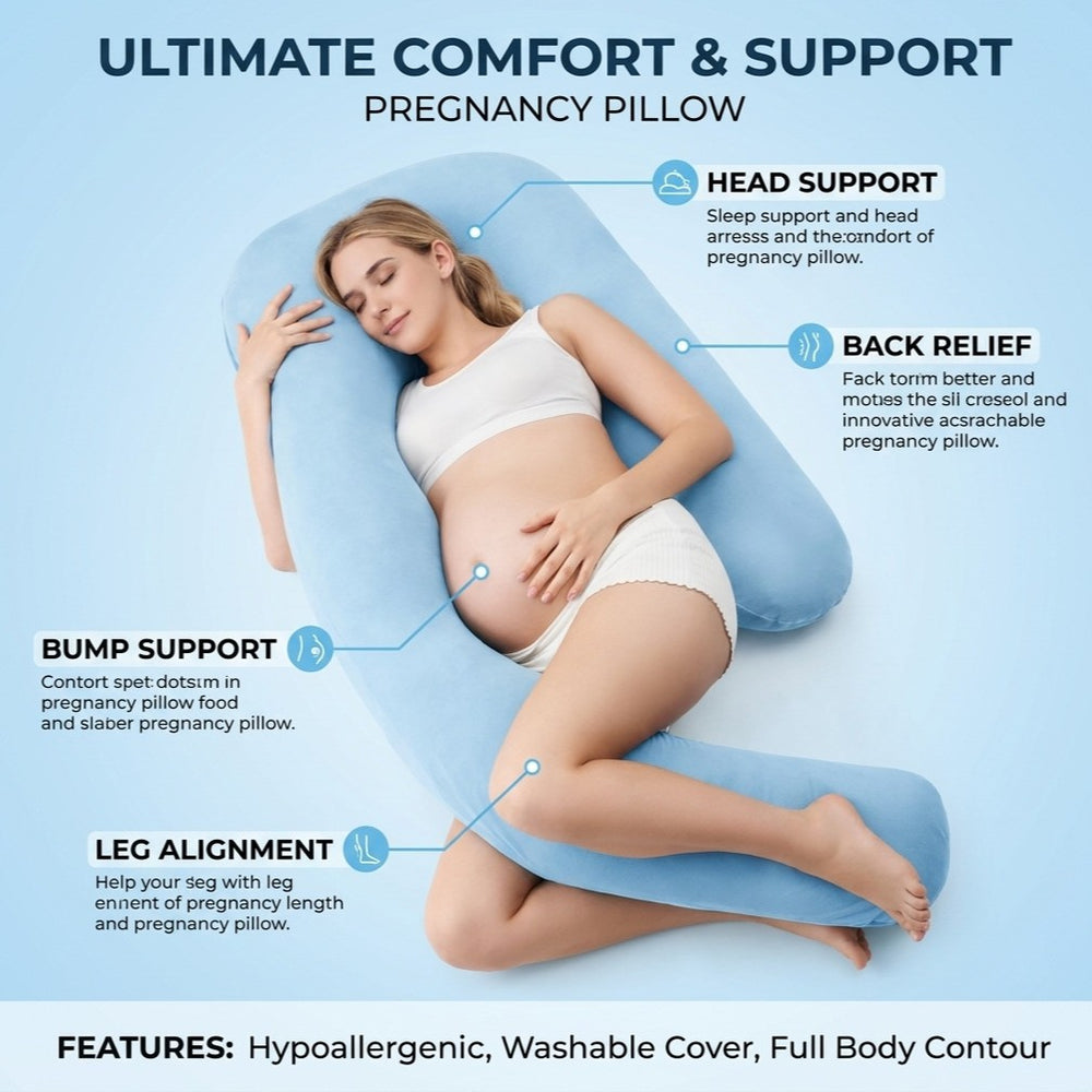 J-shaped split inner pillow - the ultimate pregnancy pillow for side sleepers