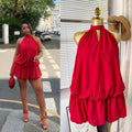 European and american cross-border women's fashion 2025 summer new sexy elegant sleeveless tie-back open back short cami dress