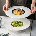 10.5inch straw hat plate western style soup bowl restaurant western food salad pasta plate creative white dot wide rim plate
