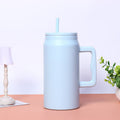 Amazon 50oz large capacity handle thermos cup 304 stainless steel car cup with straw portable ice cup