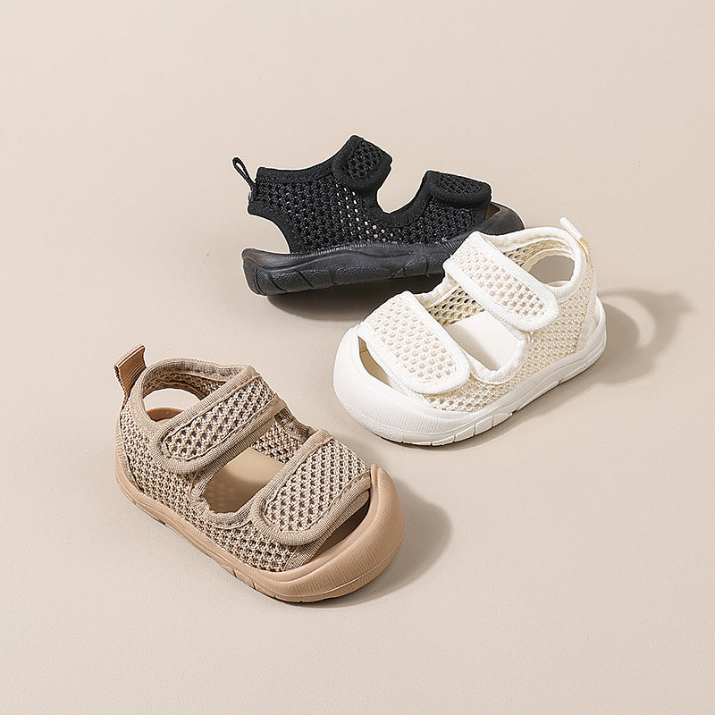 Baby sandals summer girls mesh breathable mesh shoes boys new indoor girls non-slip soft bottom baby shoes
