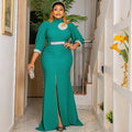 Fashion cross-border export fashion women's sexy slit long skirt african  plus sizehigh waistdress