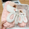 Women's winter slippers with heel, cute bunny design, indoor home use, couple's warm slippers for autumn and winter