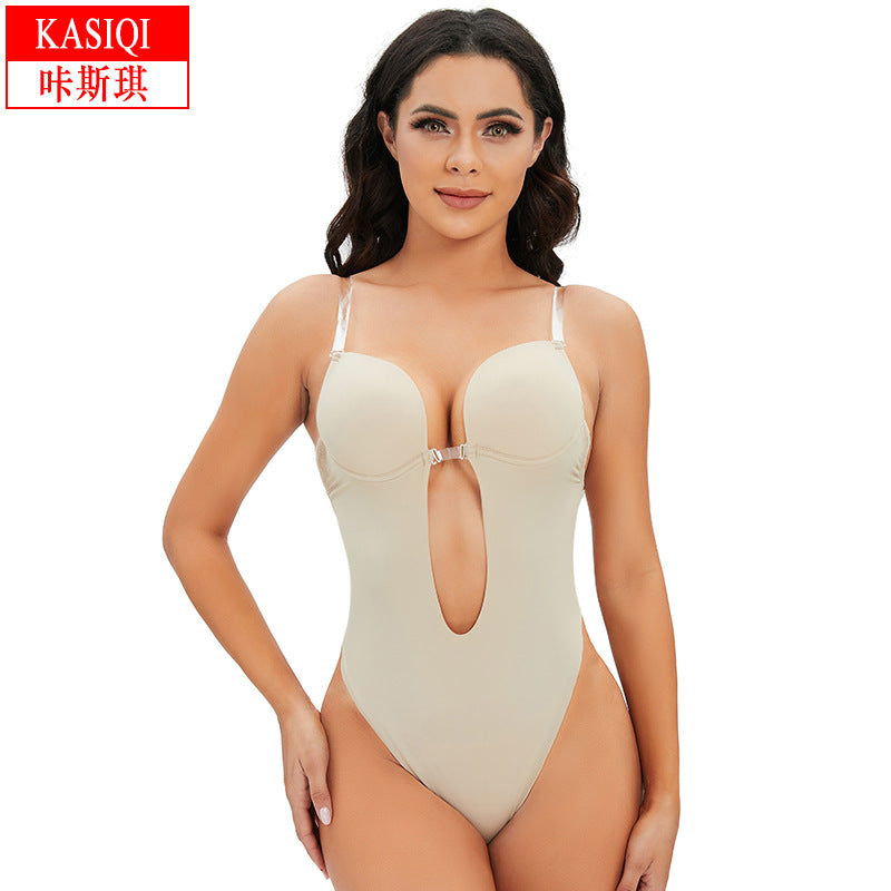 Bodyshaper cross-border suspender bra pad jumpsuit body shaping tummy control backless body shaping garment ultra-thin