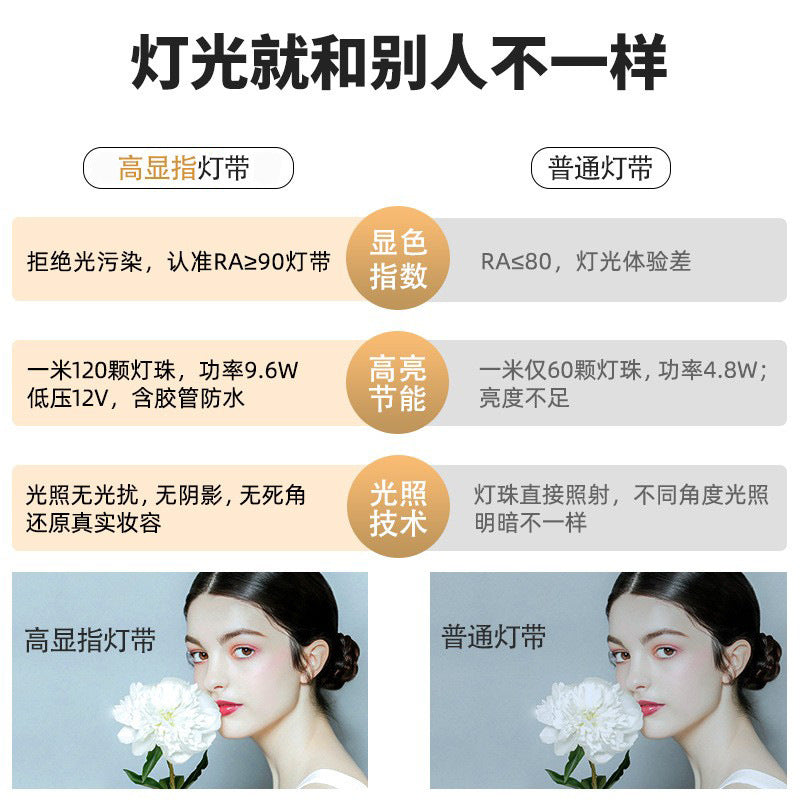 Toilet with lamp round mirror wall hanging smart mirror anti-fog luminous led bathroom mirror bathroom round mirror wholesale