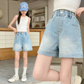 Girls' beaded denim shorts - stylish summer outfit for older kids & toddlers - lightweight, breathable, and versatile hot pants