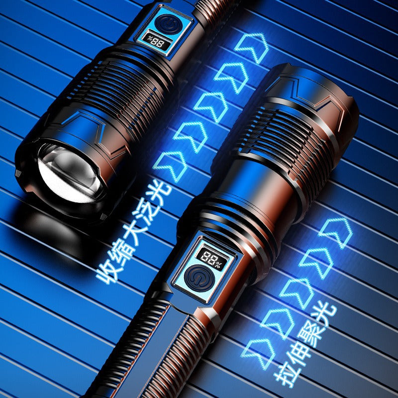 Cross-border new flashlight, strong light, convenient charging, super bright long-distance laser cannon, outdoor zoom white laser flashlight