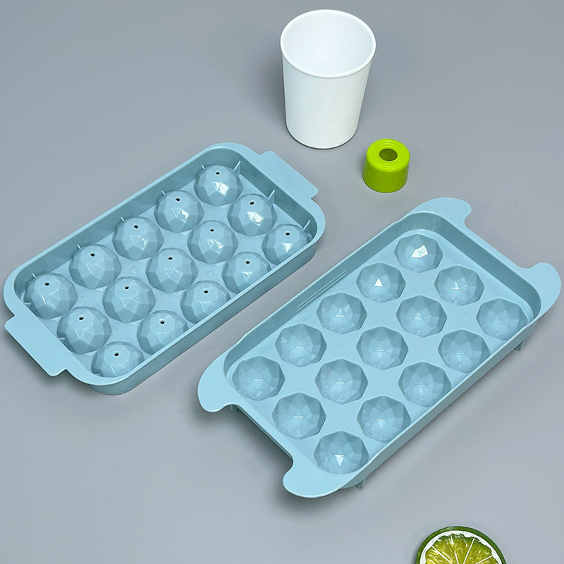 Cross-border ice cube mold, household rhombus ball 15 grid ice compartment ice storage ice Hockey box mold easy demoulding spot