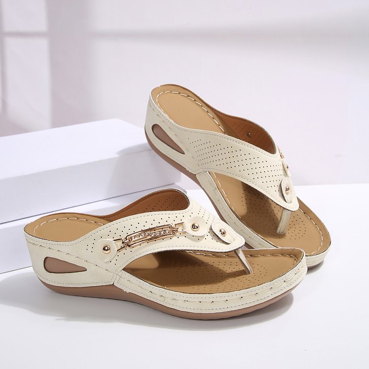 Temu cross-border new arrivalplus size women's wedge sandals fashion style gridscasualplaid polyurethane bottom