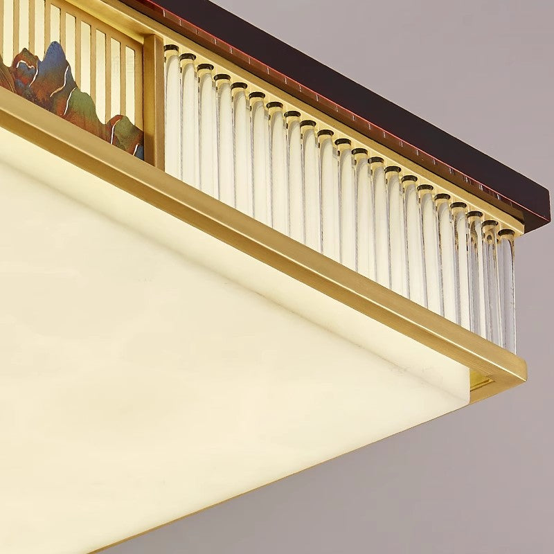 [Jiangshan] 2024 high-end new Chinese ceiling lamp, marble living room lamp zen square bedroom Chinese style