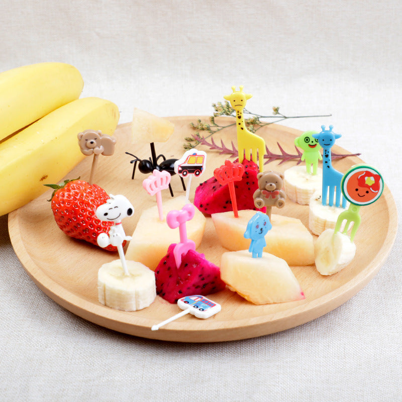 Japanese cartoon fruit picks creative children's food forks cake forks cute animal dessert forks plastic fruit forks