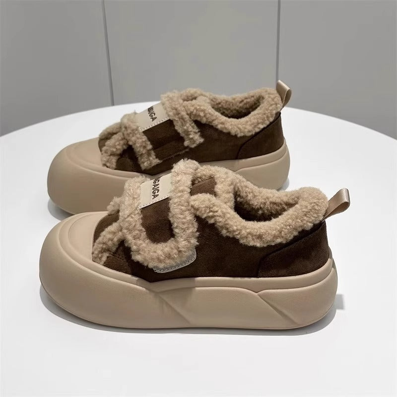 Velcro retrothick sole cotton shoes women's 2026new arrival fur shoes fleece-linedheattecheasiest for matchcasualwinter bread shoes
