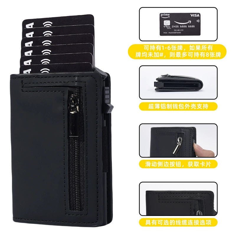 Factory direct sales card bag, aluminum alloy card box, card clip, two-in-one automatic pop-up RFID anti-theft brush, credit card bag.