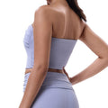 new arrival sports tube top yoga wear tops women's pure color pleated back silm sports intimates fitness wear