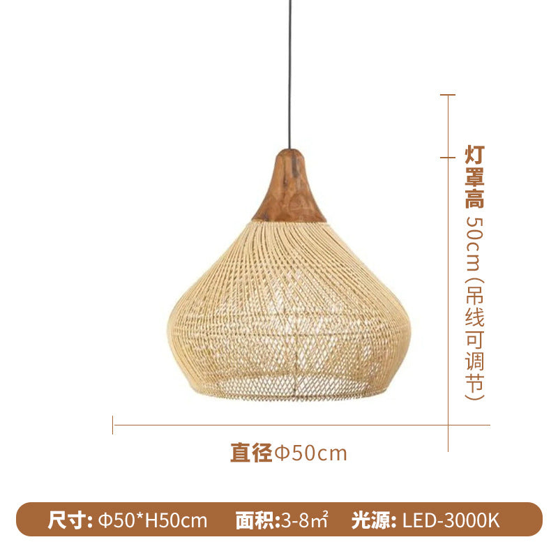 Wabi Silent Wind Retro Chandelier B & B Restaurant Tea Room Catering Clothing Store Rattan Designer Solid Wood Japanese Decorative Light