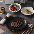 Rock texture minimalist ceramic western dinnerware black and white bowls plates dishes restaurant hotel high-end plating fruit salad bowl