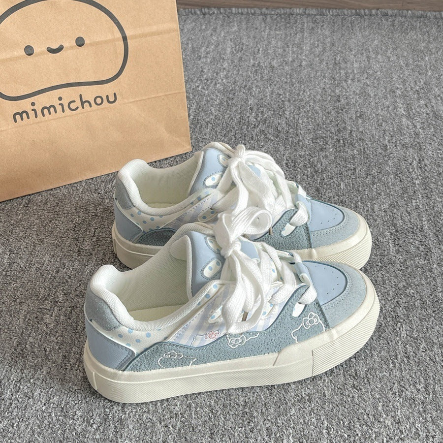 K-stylecasual sneakers for women 2026 spring and summer new arrivaleasiest for matchniche style shoes thick sole student white shoes bread shoes