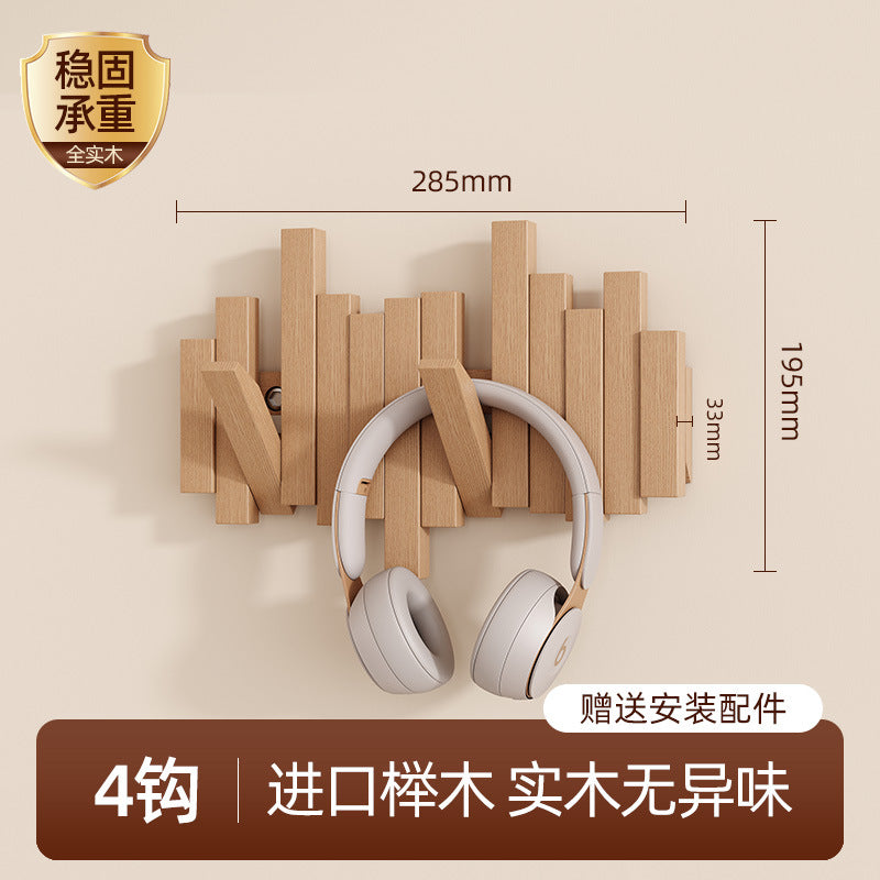 Solid wood piano key hanging hanger, entrance wall hanging, no punching, strong and durable storage, hanging bag, coat rack