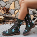 export plus size  autumn/winter new mid-calf boots for women - european and american embroidered plus size western cowboy boots